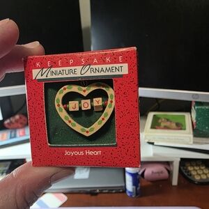 1988 Hallmark Keepsake Miniature Ornament with Heart and Joy Blocks